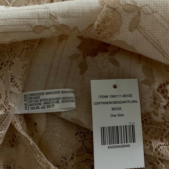 Kimono beige with floral lace - Picture 4 of 4